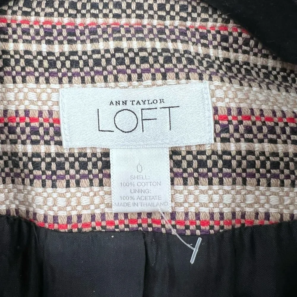 Loft Basketweave pattern Blazer size 0 XS Career office professional  100% cotto